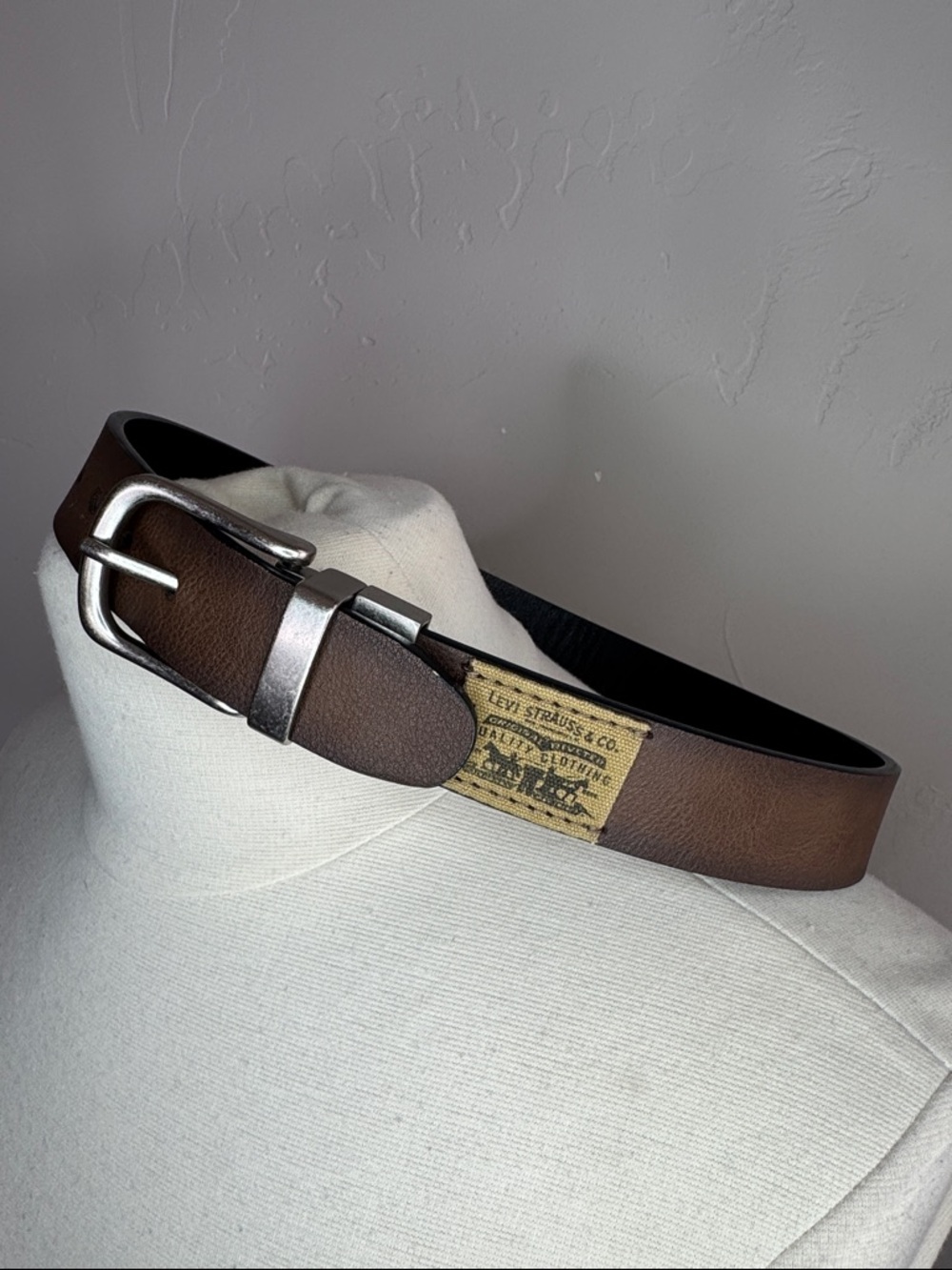 Kids Levi's Brown Reversible to Black Synthetic Leather Belt with Silver Buckle